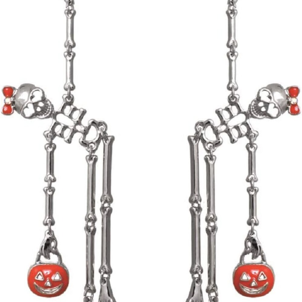 Halloween Earrings For Women - Spooktacular Dancing Skeletons Halloween Jewelry